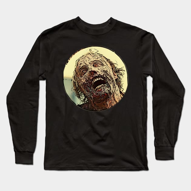 Bloody zombie drawing artwork Long Sleeve T-Shirt by Guntah